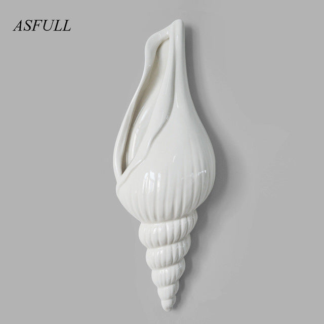 Simple modern three-dimensional mural wall flower vase conch creative background wall decoration Home Furnishing Free shipping