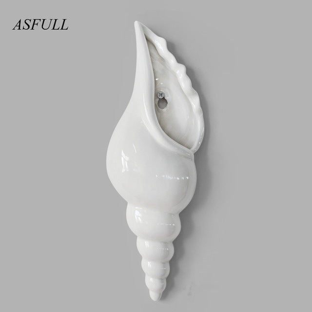 Simple modern three-dimensional mural wall flower vase conch creative background wall decoration Home Furnishing Free shipping