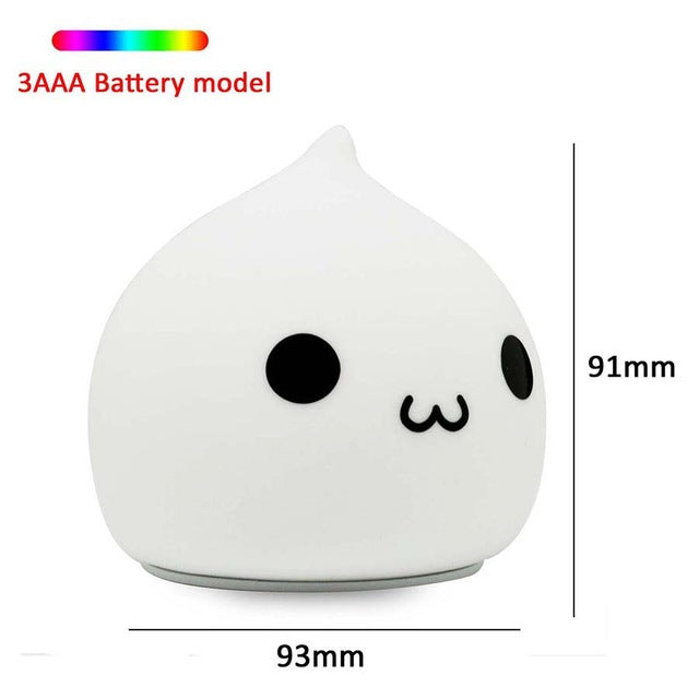 Silicone Touch Sensor LED Night Light For Children Baby Kids 7 Colors 2 modes Cat LED USB LED Night Lamp