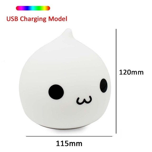 Silicone Touch Sensor LED Night Light For Children Baby Kids 7 Colors 2 modes Cat LED USB LED Night Lamp