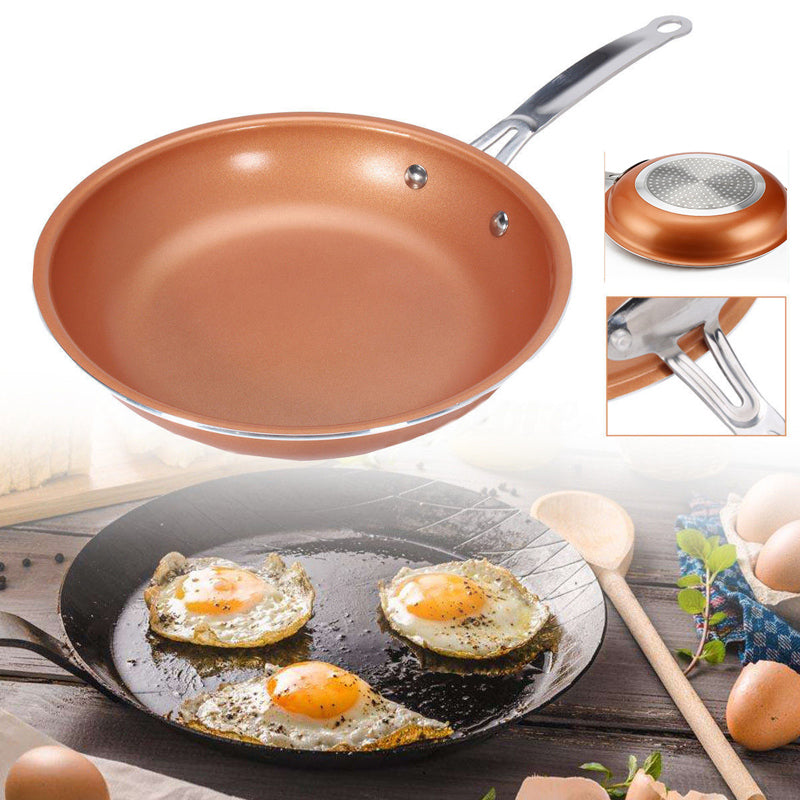 Non-stick Skillet Copper Red Pan Ceramic Induction Skillet Frying Pan Saucepan Oven & Dishwasher Safe 10 Inches Nonstick Skillet