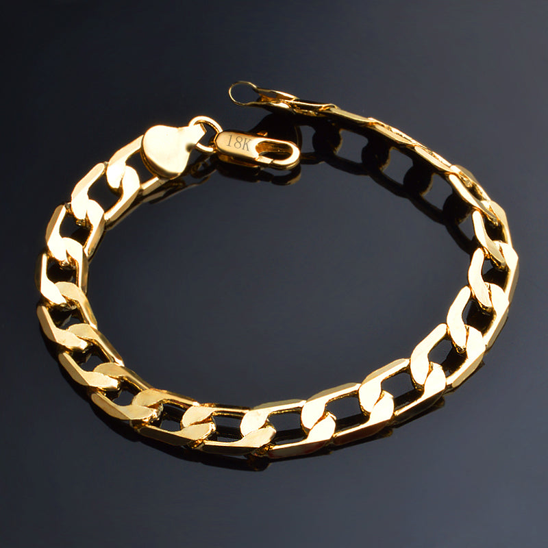 JEXXI 6/8/10/12 MM Classic Chain Bracelet  Gold Color Bracelet Cool Men Gold Bracelet Link Wedding Jewellery Pulseira Ouro