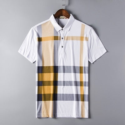 High quality polo shirt men brand clothing short sleeve business casual plaid designer homme camisa breathable plus size XXXL