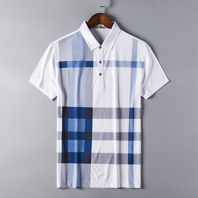 High quality polo shirt men brand clothing short sleeve business casual plaid designer homme camisa breathable plus size XXXL