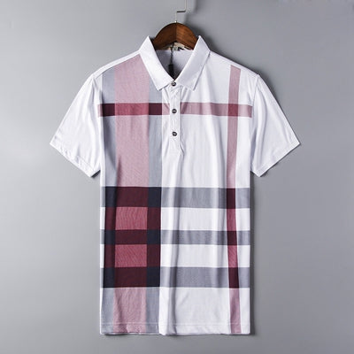 High quality polo shirt men brand clothing short sleeve business casual plaid designer homme camisa breathable plus size XXXL