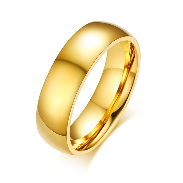 Vnox Gold-color Wedding Bands Ring for Women Men Jewelry 6mm Stainless Steel Engagement Ring US Size 5 to 13 Anniversary Gift