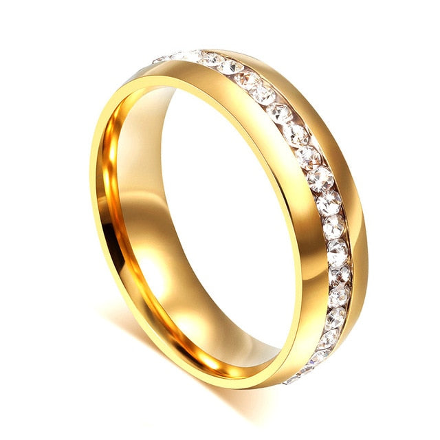 Vnox Gold-color Wedding Bands Ring for Women Men Jewelry 6mm Stainless Steel Engagement Ring US Size 5 to 13 Anniversary Gift