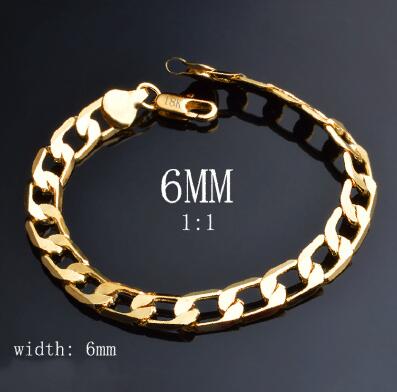 JEXXI 6/8/10/12 MM Classic Chain Bracelet  Gold Color Bracelet Cool Men Gold Bracelet Link Wedding Jewellery Pulseira Ouro