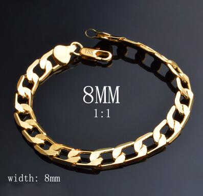 JEXXI 6/8/10/12 MM Classic Chain Bracelet  Gold Color Bracelet Cool Men Gold Bracelet Link Wedding Jewellery Pulseira Ouro