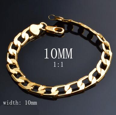 JEXXI 6/8/10/12 MM Classic Chain Bracelet  Gold Color Bracelet Cool Men Gold Bracelet Link Wedding Jewellery Pulseira Ouro