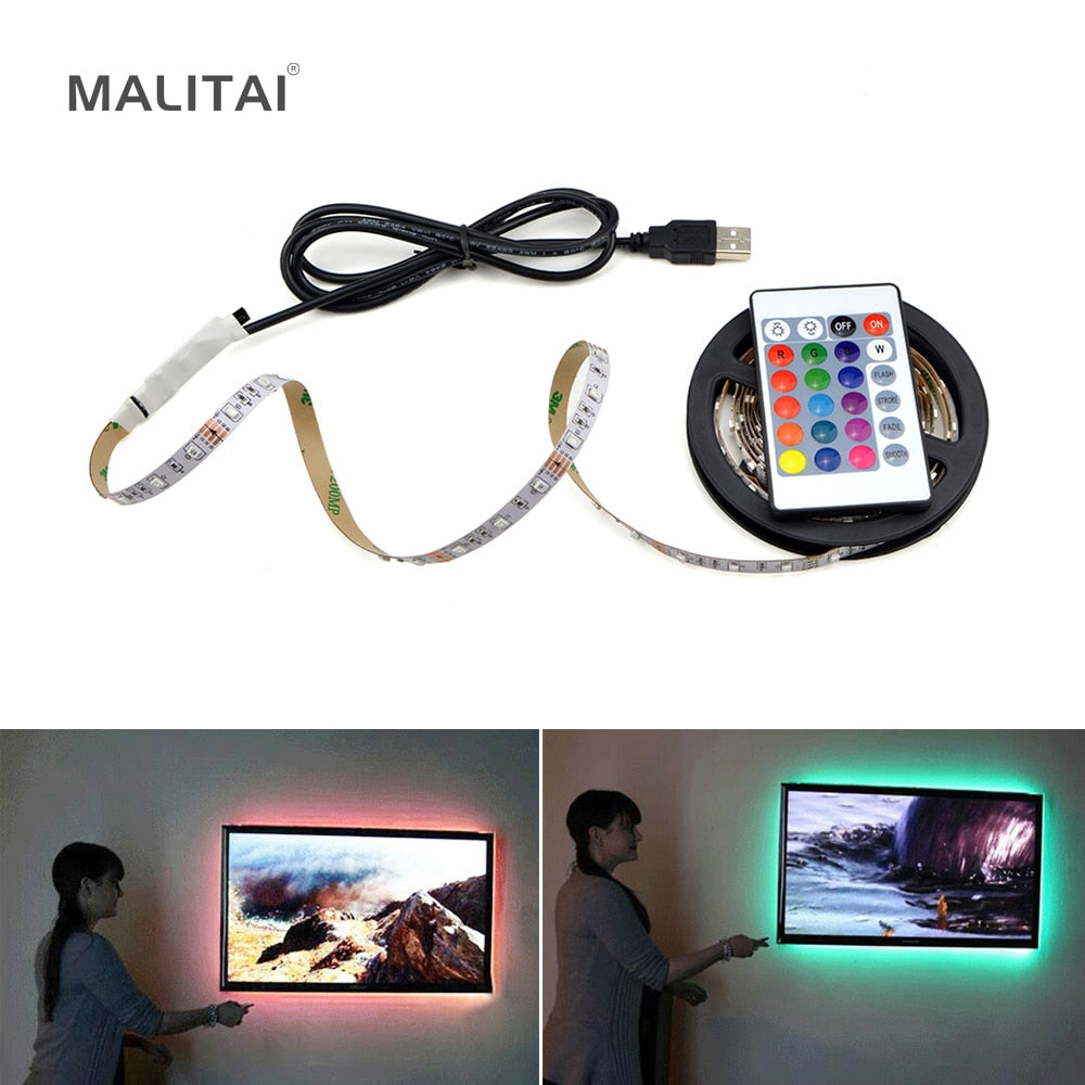 USB LED Strip lamp 2835SMD DC5V Flexible LED light Tape Ribbon 1M 2M 3M 4M 5M HDTV TV Desktop Screen Background Bias lighting