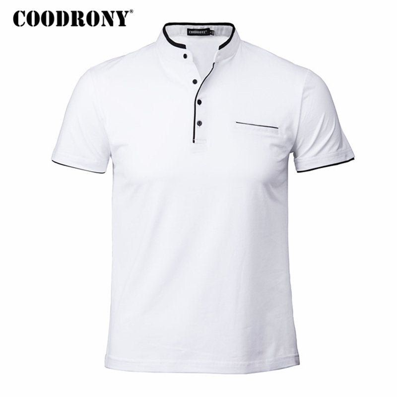 COODRONY Mandarin Collar Short Sleeve Tee Shirt Men 2018 Spring Summer New Top Men Brand Clothing Slim Fit Cotton T-Shirts S7645
