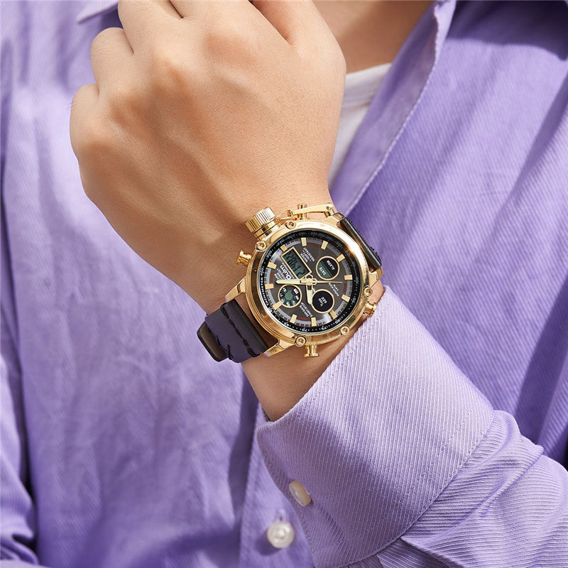 Gold Black Dual Display Watch Male Analog Digital Sports Watches Dropshipping