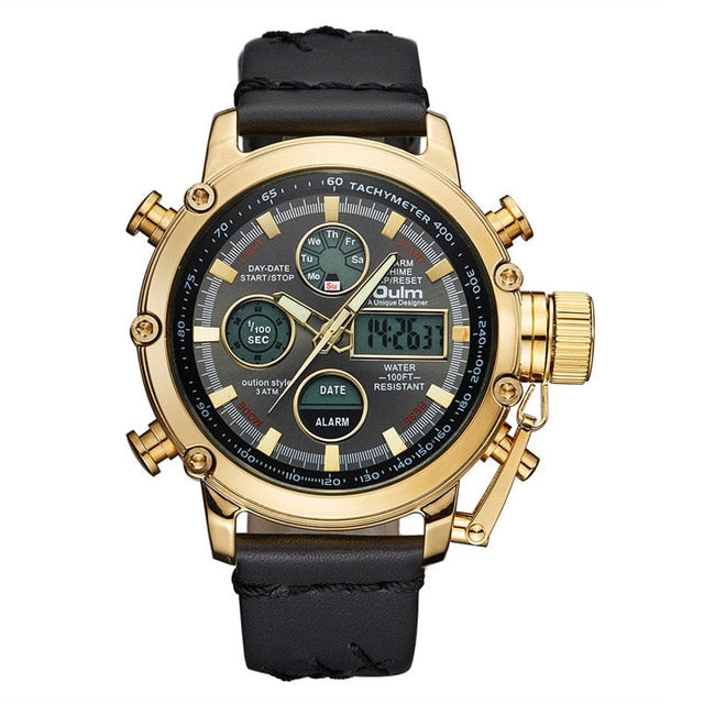 Gold Black Dual Display Watch Male Analog Digital Sports Watches Dropshipping
