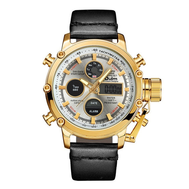 Gold Black Dual Display Watch Male Analog Digital Sports Watches Dropshipping