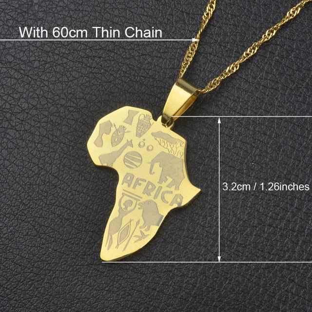 Anniyo 9 Style Africa Map Pendant Necklace for Women Men Silver/Gold Color Ethiopian Jewelry Wholesale African Maps Hiphop Item