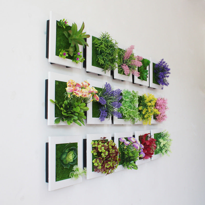 Creative 3D Artificial Plants Home Wall Sticker Decorations Resin Flower Living Room Store Ornament Accessories Free shipping