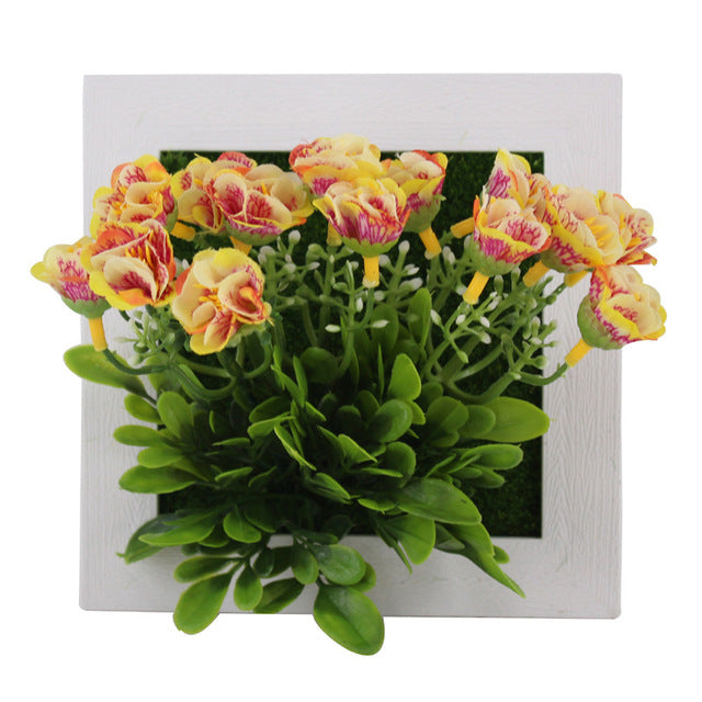 Creative 3D Artificial Plants Home Wall Sticker Decorations Resin Flower Living Room Store Ornament Accessories Free shipping